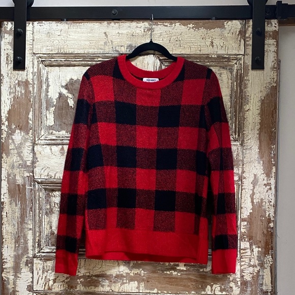 Old Navy Buffalo Plaid Sweater, Size L - Picture 1 of 7